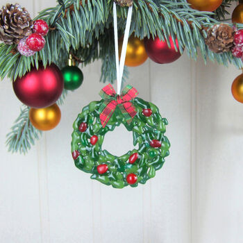 Handmade Glass Wreath Christmas Tree Decoration, 2 of 6