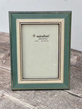 Natalini Cyan And Two Gold Stripes Photo Frame, 2 of 4