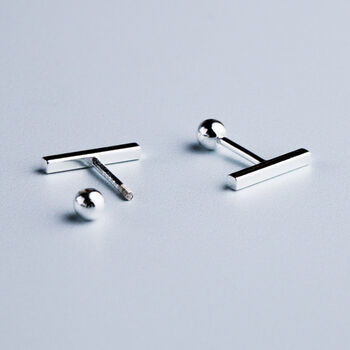 Sterling Silver Screw Back Bar Stud Earrings, 3 of 5