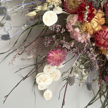 Wildflower Bespoke Pink Dried Flower Wreath, 3 of 8