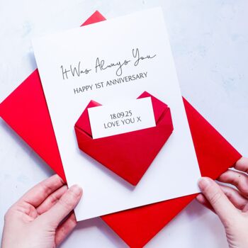 Always You Anniversary Origami Heart Card, 2 of 7