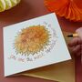 Personalised Dahlia Flower Embellished Card, thumbnail 1 of 7