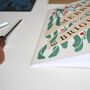 Luxury Linocut Mistletoe Christmas Art Card, thumbnail 4 of 7