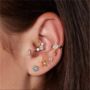 Gold Plated Pave Trio Hoop For Tragus Or Helix, thumbnail 2 of 3