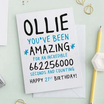 Happy Birthday Age In Seconds Personalised Card, 2 of 2