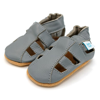 Dotty Fish Grey Soft Leather Sandals With Barefoot Soles, 3 of 7
