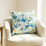 Blue Watercolor Botanical Wildflower Cushion Cover, thumbnail 4 of 12