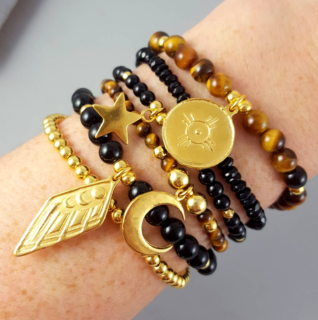 Gold Vermeil And Gemstone 'Courage' Bracelet Stack By Essentia By Love ...