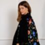 Regal Floral And Bird Embroidery Velvet Luxury Kimono, thumbnail 2 of 7