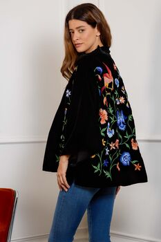 Regal Floral And Bird Embroidery Velvet Luxury Kimono, 2 of 7