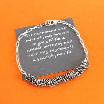 30th Birthday Sterling Silver Rings Bracelet, 2 of 6