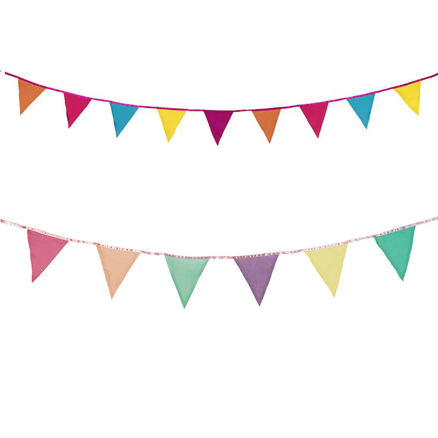 Bright fabric bunting by postbox party notonthehighstreet