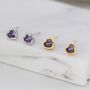 Tiny Amethyst Purple Cz Heart Stud Earrings, thumbnail 5 of 12