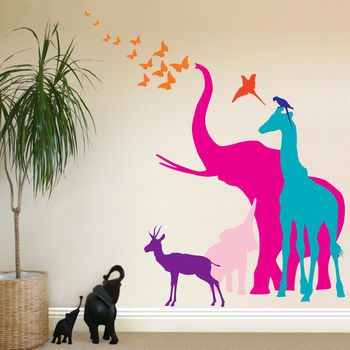 Seven Safari Animal Wall Stickers New Sizes, 4 of 8