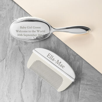 Personalised Classic Silver Plated Brush And Comb Set, 2 of 8