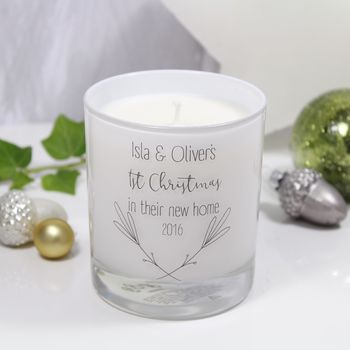 New Home Christmas Scented Glass Candle, 7 of 9