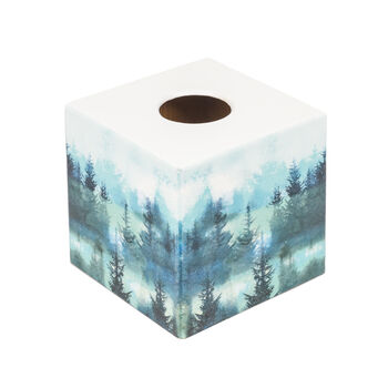 Wooden Tissue Box Cover Aqua Trees, 2 of 3