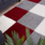 The Rugs Geometric Shaggy Rug Red Checkered Rug, thumbnail 7 of 12