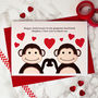 'Monkeys' Personalised Anniversary Card, thumbnail 1 of 4