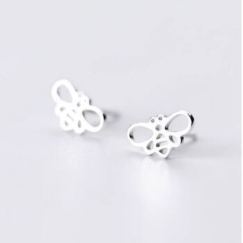 Sterling Silver Little Bee Stud Earrings, 3 of 6