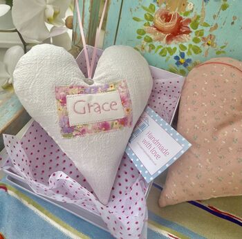 Personalised Ditsy Linen Name Heart, 8 of 10