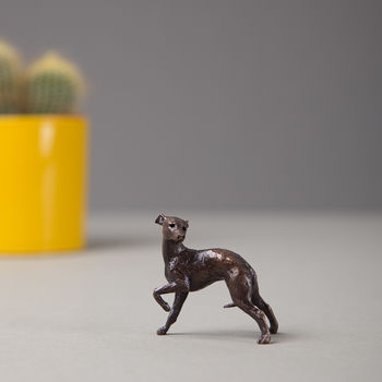 Miniature Bronze Whippet Sculpture 8th Anniversary Gift, 10 of 11