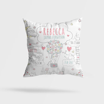 Personalised Rabbit Hearts Keepsake Birth Cushion, 6 of 7