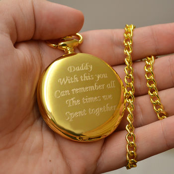 Gold Personalised Pocket Watch With Roman Numerals, 3 of 5