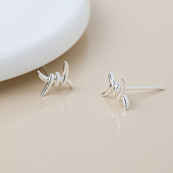 Sterling Silver Barbed Wire Stud Earrings – 5mm, 5 of 6