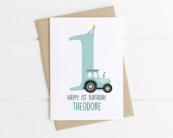 Personalised Children's Birthday Card Tractor, 5 of 8