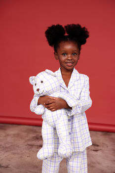 Lilly Girls Check Pyjama Set With Matching Teddy Bear, 8 of 8