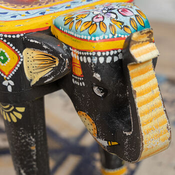 Vintage Hand Painted Elephant Side Table, 4 of 5