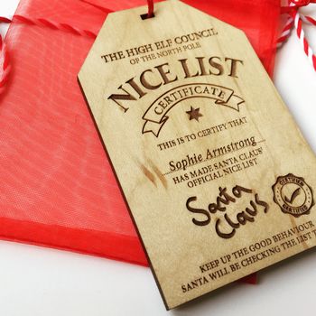 Official Nice List Personalised Hanging Decoration, 2 of 8