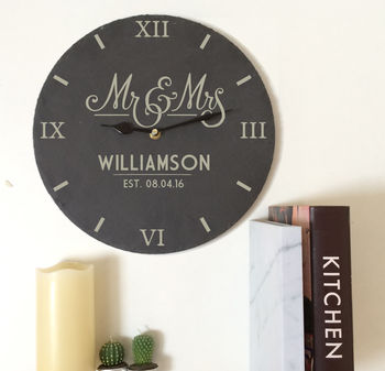 Personalised Slate Mr And Mrs Clock, 4 of 5