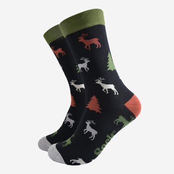 Men's Bamboo Socks Stag Reindeer Christmas Tree, 2 of 5