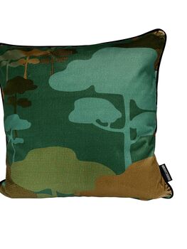 Retro Tree Velvet Cushion Kingfisher, 2 of 7