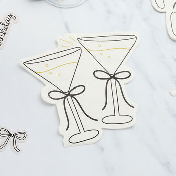 Black And Gold Cocktail Shaped Party Napkins X 16, 3 of 3