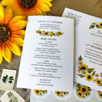 Sunflower Gatefold Wedding Invitation Suite, 6 of 9