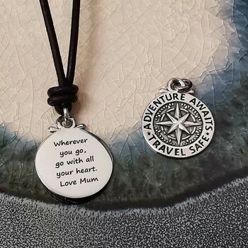 Travel Safe Personalised Silver Compass St Christopher, 4 of 10