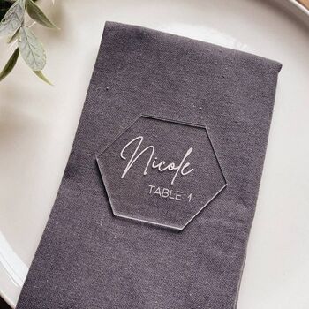 Custom Hexagonal Acrylic Place Cards 5pcs, 5 of 6