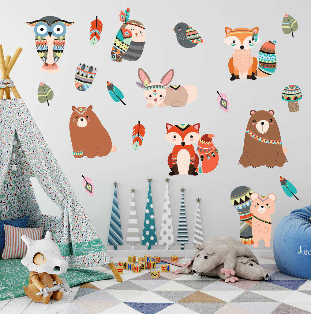 Tribal Woodland Animal Wall Stickers By Mirrorin 