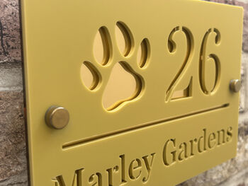 Personalised Dog Footprint Design House Acrylic Number Sign, 2 of 4