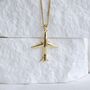 18 K Gold Airplane Necklace Plane Charm Gift, thumbnail 1 of 4