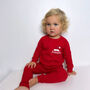 Personalised Santa Hat Chritmas Ribbed Set Christmas Sibling Twinning Outfit, thumbnail 5 of 8