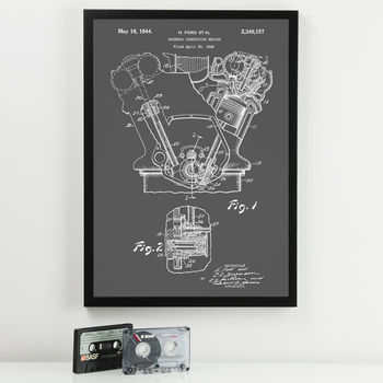 Anatomy Of A Motorbike And Engine Patent Print, 4 of 10