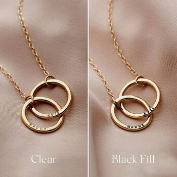 Personalised Mixed Mini Gold Two Ring Russian Necklace, 7 of 9