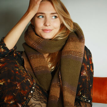 Shimmering Gold Check Squares Scarf, 6 of 12