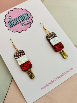 Fab Ice Lolly Glitter Statement Earrings / Summer Jewellery Gift / Colourful Foodie Earrings / Fun Festival Accessories, 5 of 5
