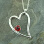 Poppy Red Flower Heart Pendant Necklace, thumbnail 2 of 4