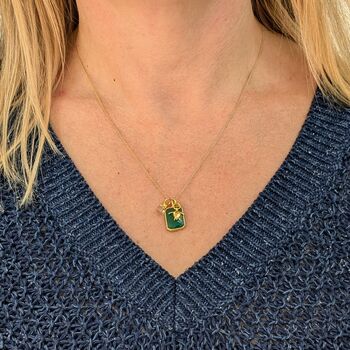 'The Trio' Green Onyx Gold Plated Necklace, 5 of 10